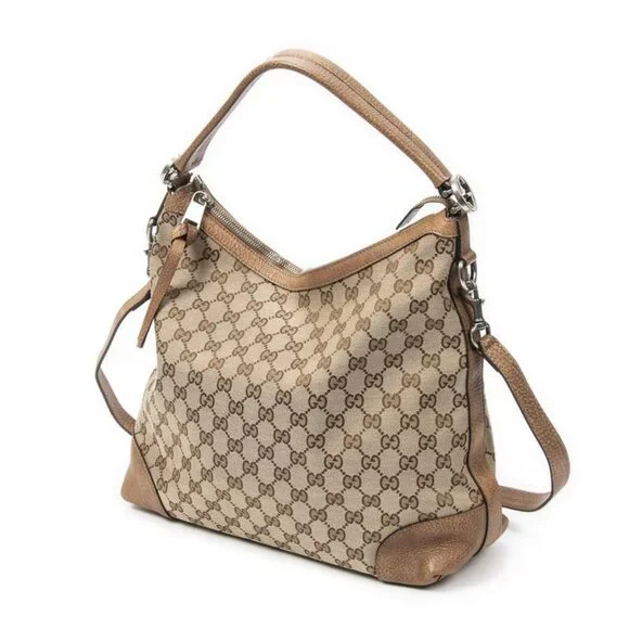 Gucci Brown Beige GG Canvas Shoulder Bag - Picture 2 of 10